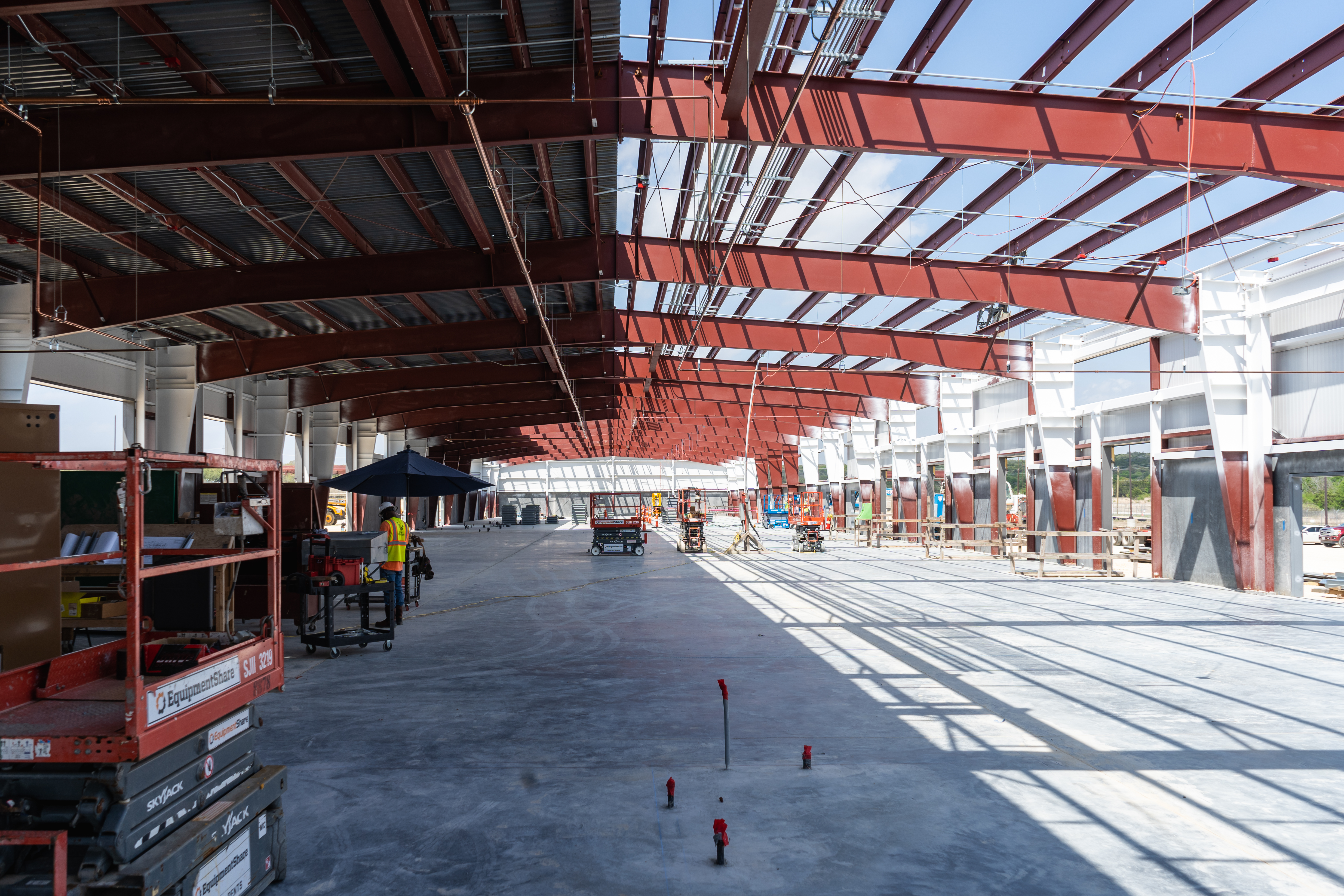 us army military warehouse shell during construction - LEED building